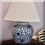 DL12. Blue and white ceramic lamp. 26”h 